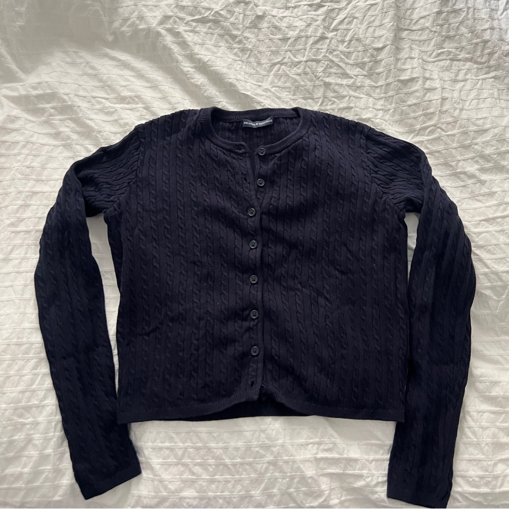 Brandy Melville Navy Zoe Cable Knit Cardigan